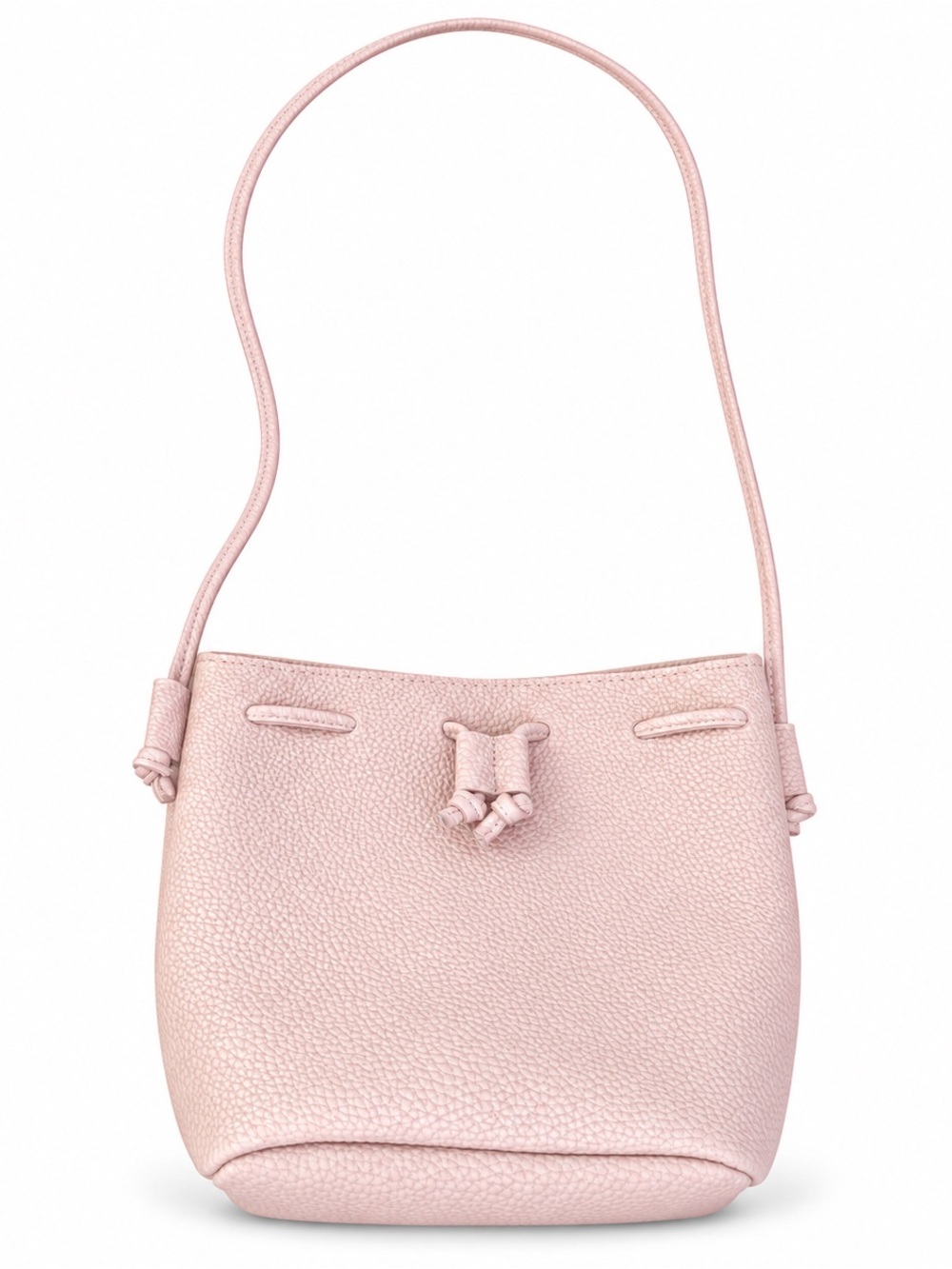 Macy’s Blush Pink Pebbled Drawstring Bucket Crossbody Bag